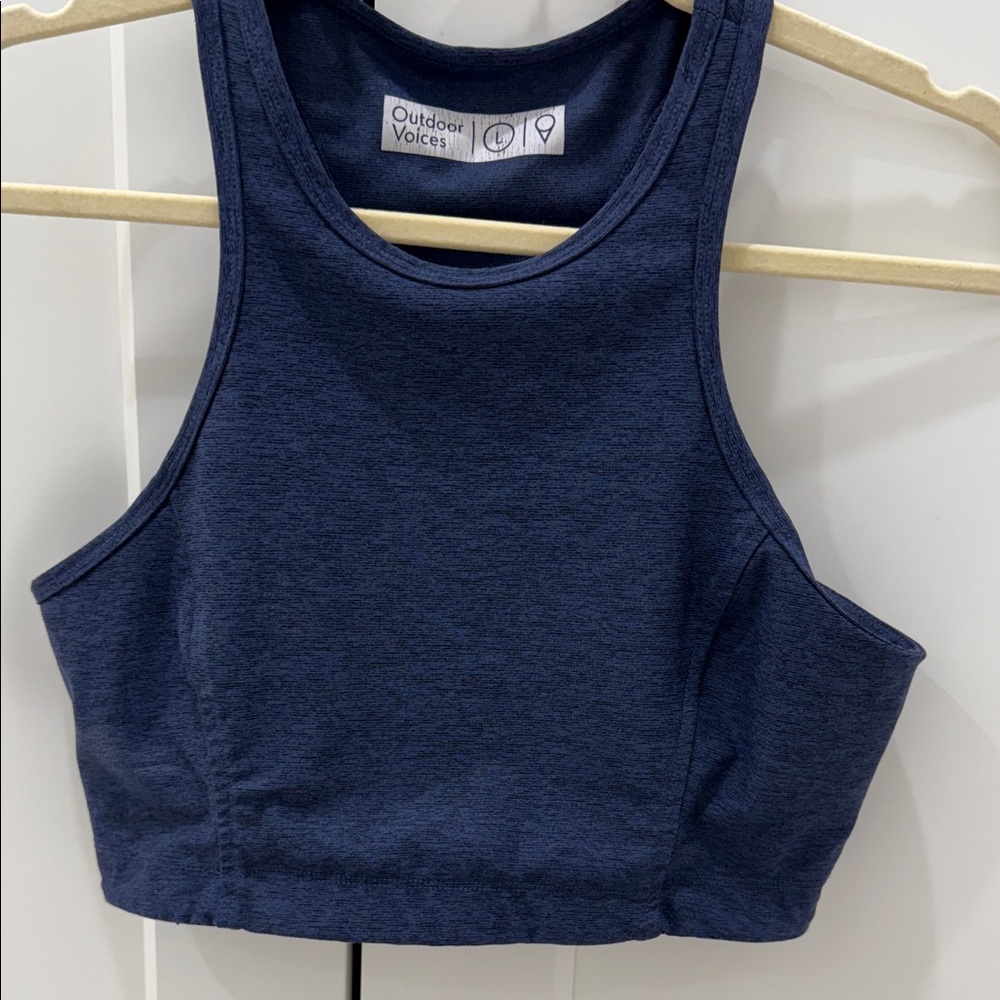 Outdoor Voices Women's athena racerback heathered blue size L